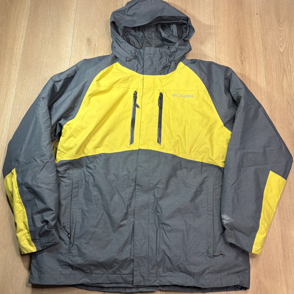 Columbia Omni-Heat 650 Down Interchange Jacket Gray Yellow Waterproof Ski Winter